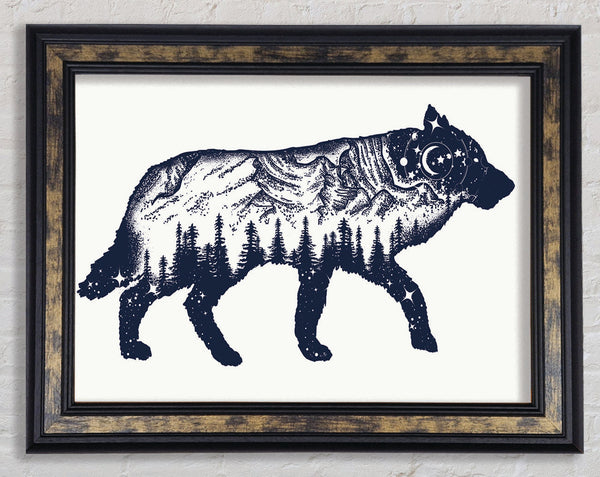 The Fox At Night Sky Framed Print