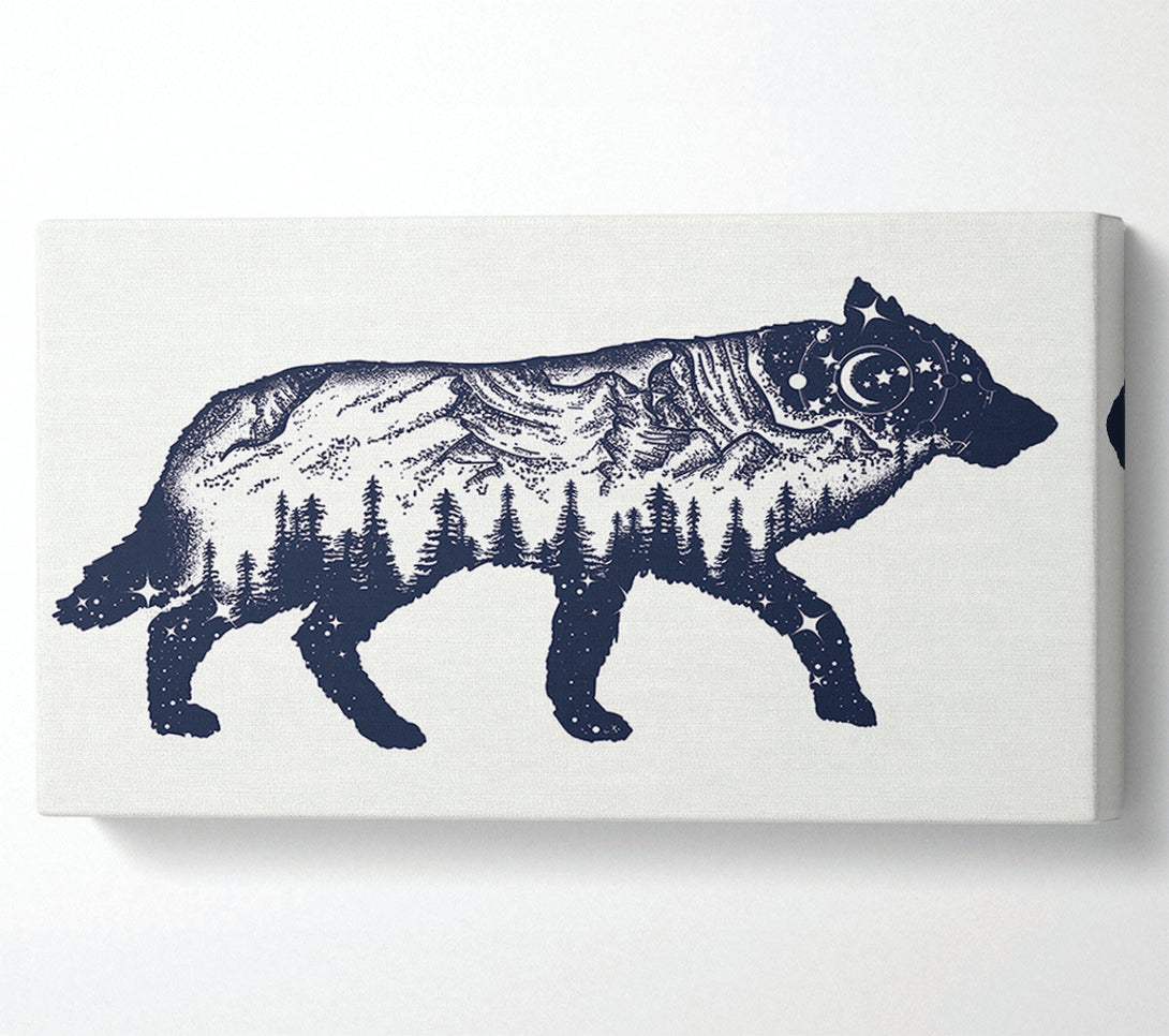  A Canvas Print of The Fox At Night Sky Canvas Print