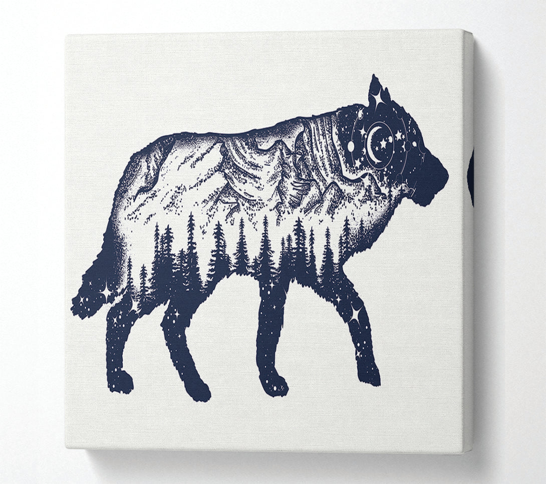  A Canvas Print of The Fox At Night Sky Canvas Print