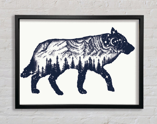 The Fox At Night Sky Framed Print