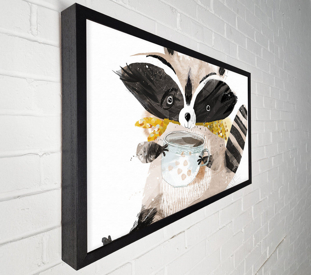  A Canvas Print of Racoon Cup Of Tea Canvas Print