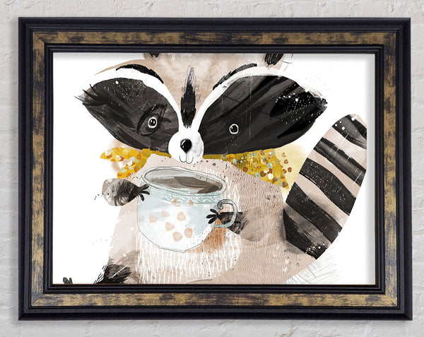 Racoon Cup Of Tea Framed Print