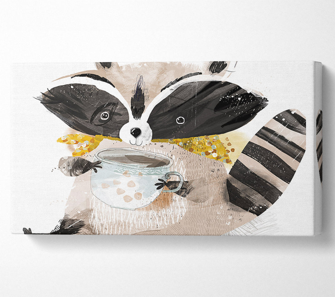  A Canvas Print of Racoon Cup Of Tea Canvas Print