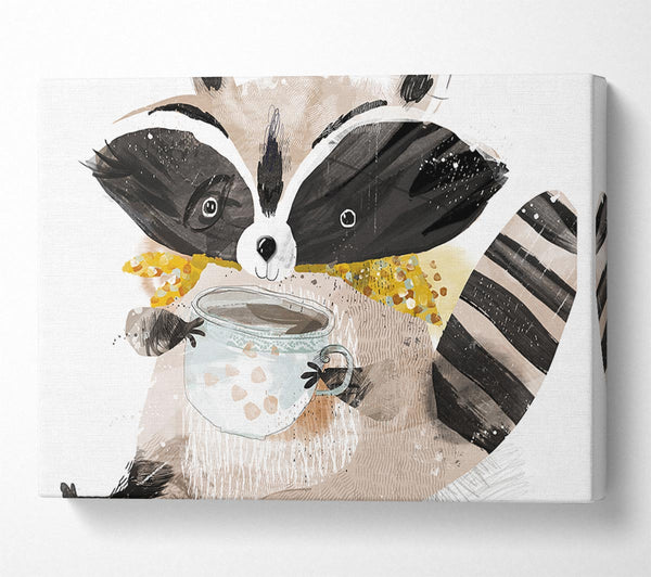  A Canvas Print of Racoon Cup Of Tea Canvas Print