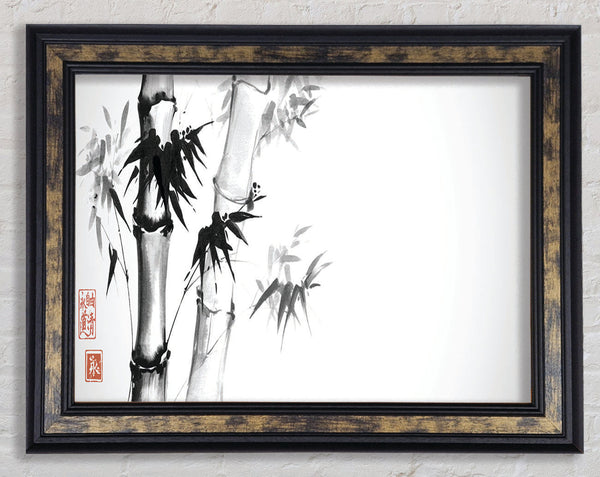The Bamboo Branch Grey Framed Print