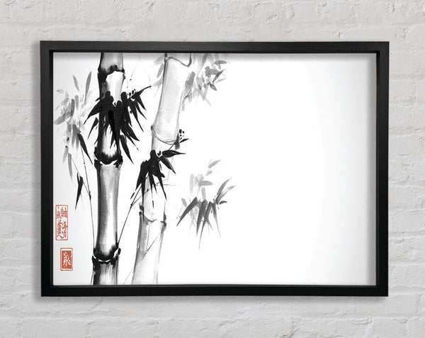 The Bamboo Branch Grey Framed Print