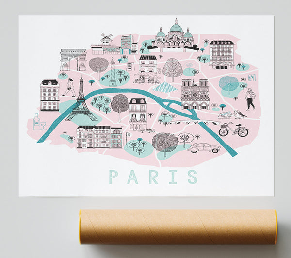 Little Map Of Paris Giclee Print
