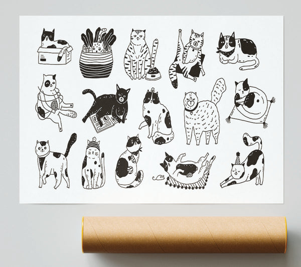 Collection Of Funny Cats Giclee Print