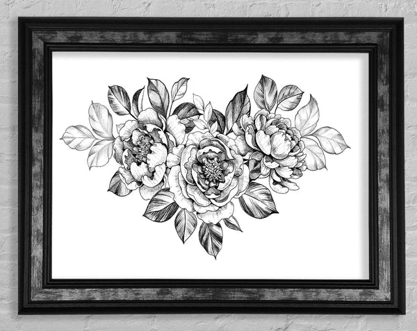 Three Roses Illustration Framed Print