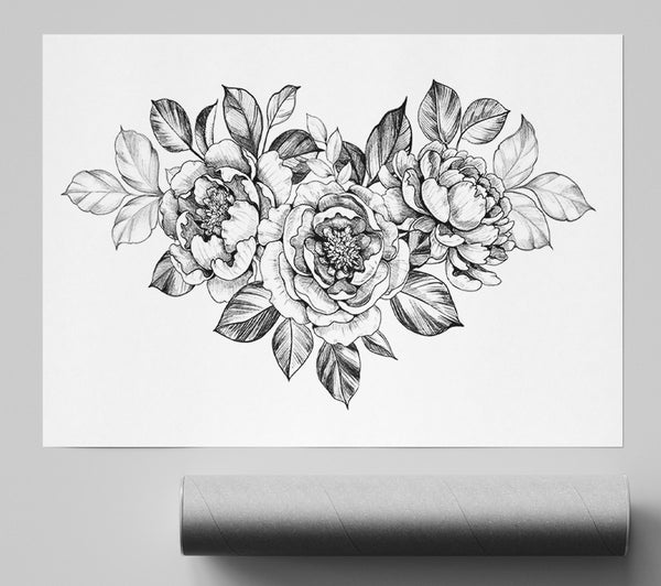 Three Roses Illustration Poster