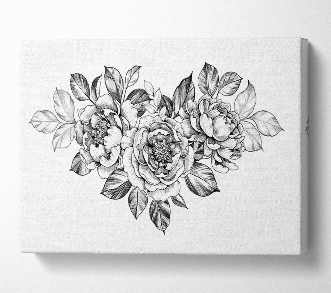  A Canvas Print of Three Roses Illustration Canvas Art