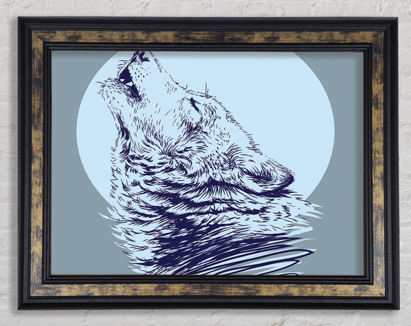 Howling Wolf At Night Framed Print
