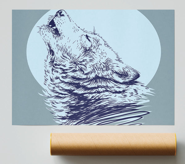 Howling Wolf At Night Giclee Print