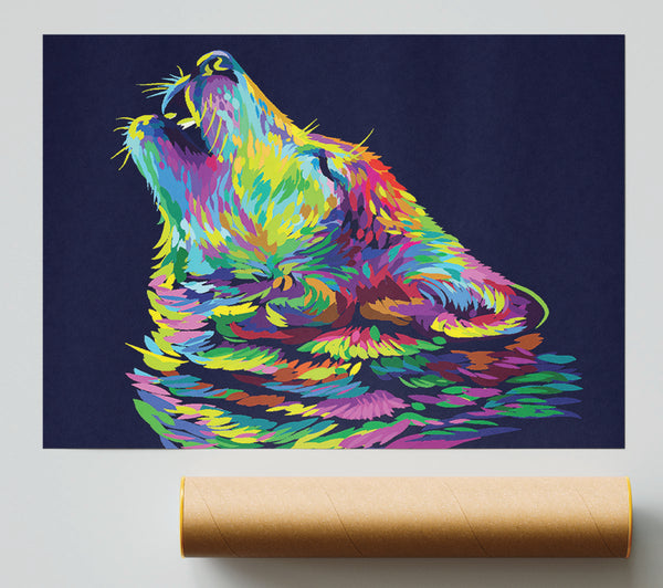 Howling Wolf In Colour Print