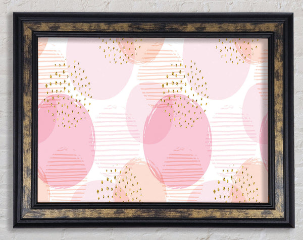 Peach Circles And Dots Framed Print