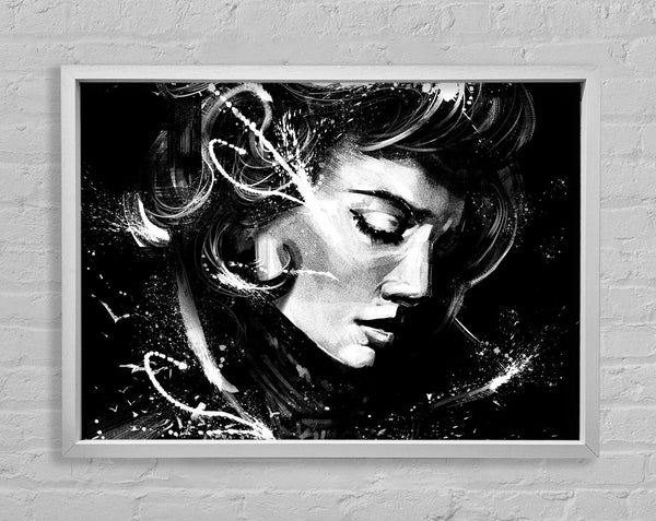 In The Dark Looking Down Woman Framed Print