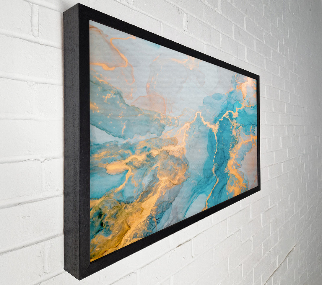  A Canvas Print of Gold And Light Blue Shimmers Canvas Art