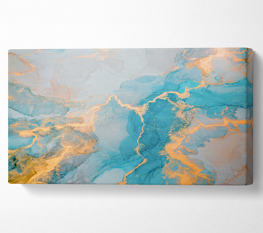  A Canvas Print of Gold And Light Blue Shimmers Canvas Art