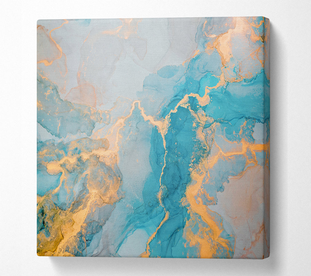  A Canvas Print of Gold And Light Blue Shimmers Canvas Art