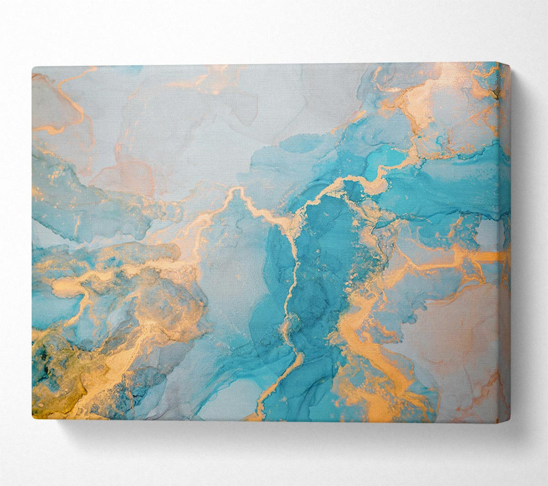  A Canvas Print of Gold And Light Blue Shimmers Canvas Art