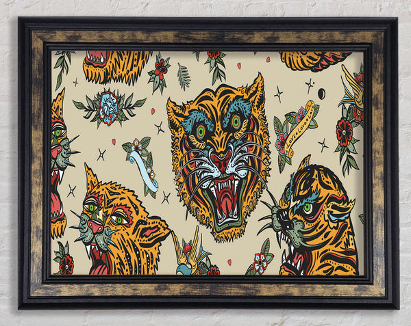 Tattoo Tiger Art Framed Print