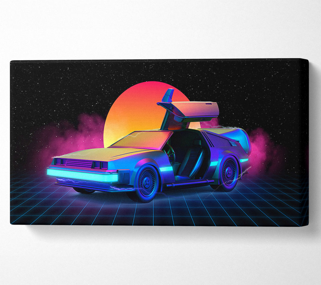  A Canvas Print of Delorean Smoke Sunrise Canvas Art