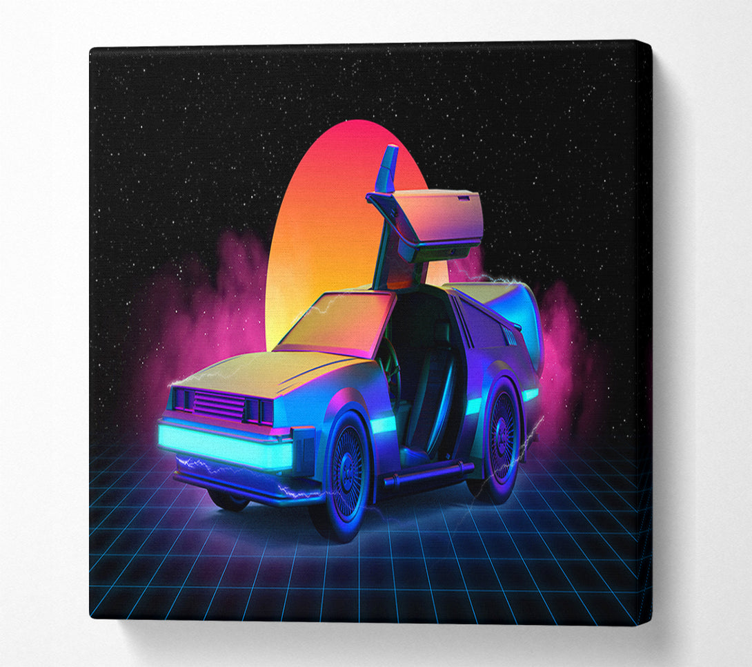  A Canvas Print of Delorean Smoke Sunrise Canvas Art