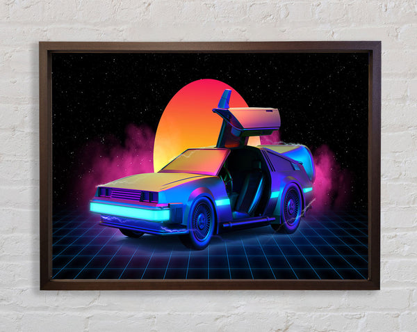 Delorean Smoke Sunrise Framed Print