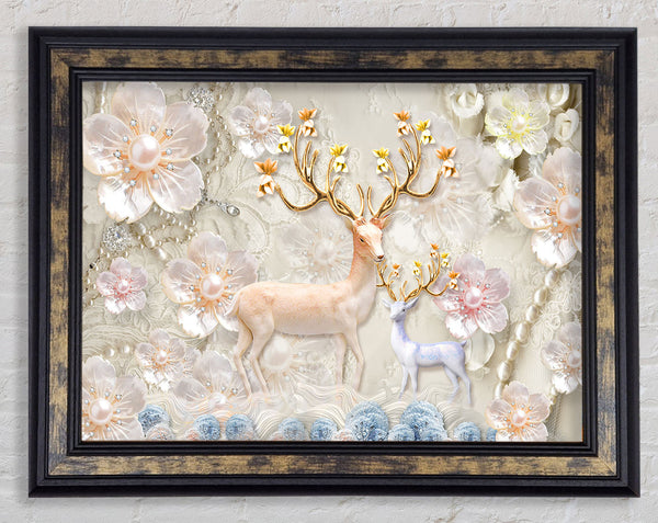 The Majestic Deer And Doe Framed Print