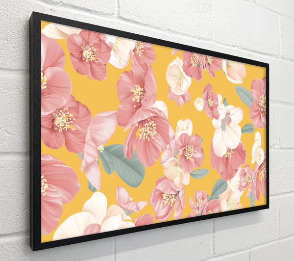 Pink Flowers On Orange
