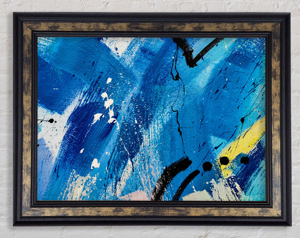 Broad Strokes Of Blue Paint Framed Print