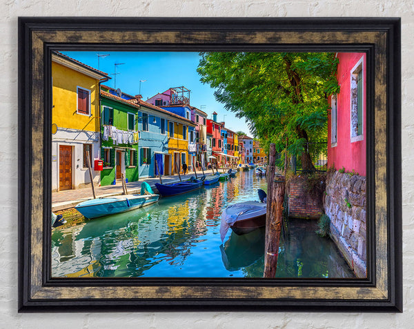 The Boats In The Village Framed Print