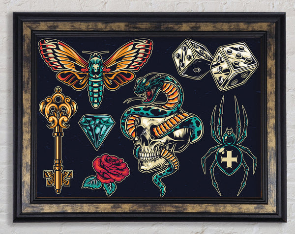 Tattoo Flash 2 Framed Print