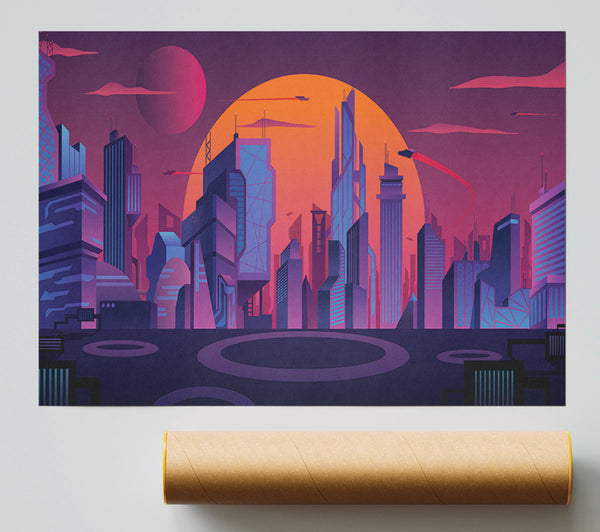 The Sun Behind The City Print