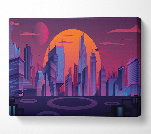  A Canvas Print of The Sun Behind The City Canvas Print