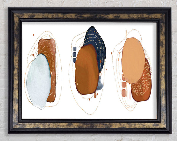 Three Art Mid Century Shapes Framed Print