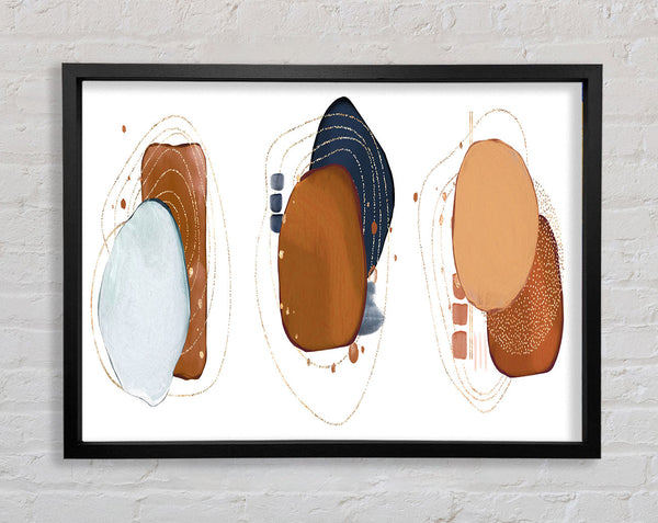 Three Art Mid Century Shapes Framed Print