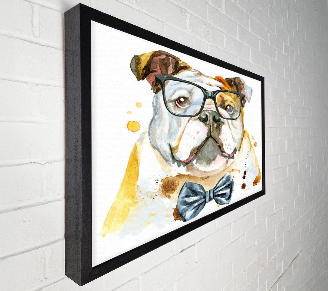  A Canvas Print of The Bulldog With Glasses Canvas Wall Art