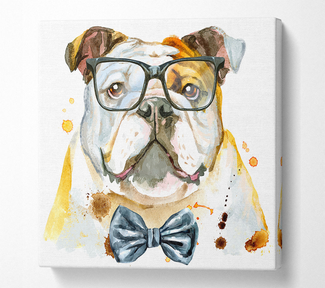  A Canvas Print of The Bulldog With Glasses Canvas Wall Art