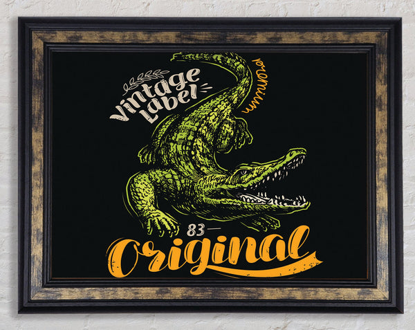 Vintage Label Croc Framed Print