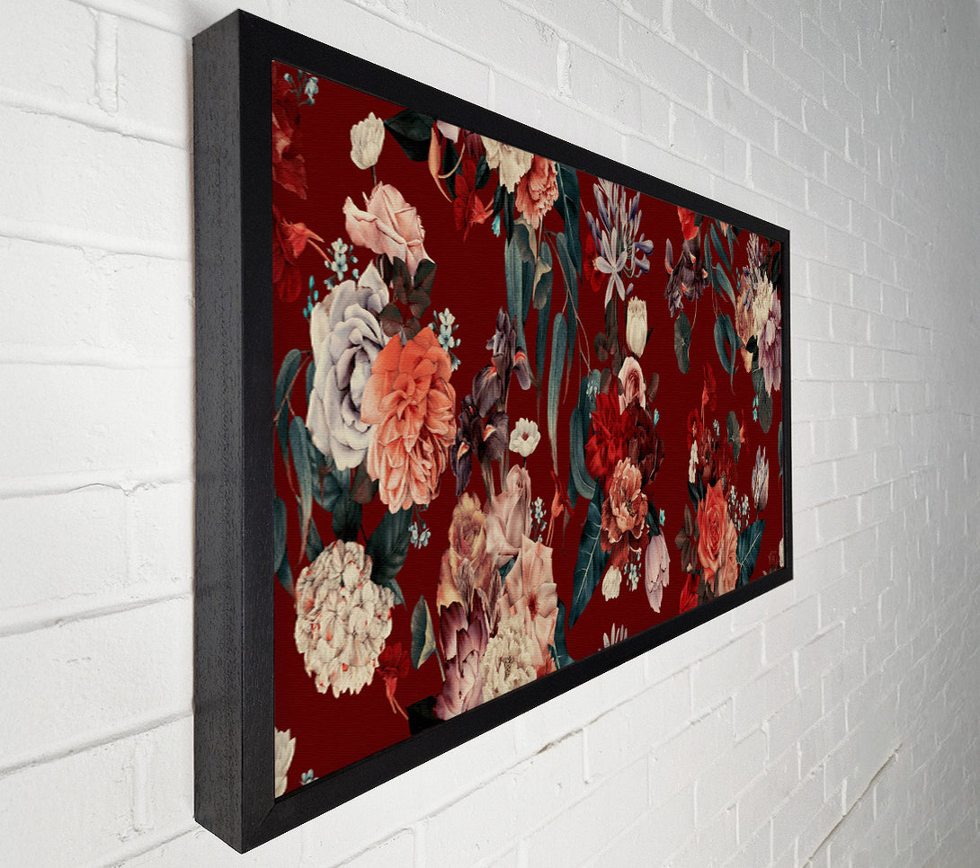  A Canvas Print of Flowers On Red Canvas Print