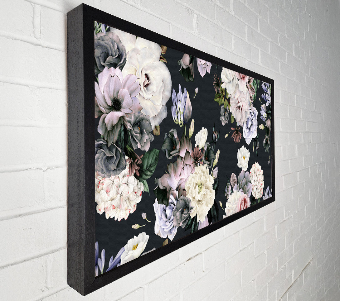  A Canvas Print of Flowers On Grey Canvas Wall Art