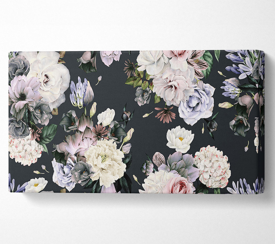  A Canvas Print of Flowers On Grey Canvas Wall Art