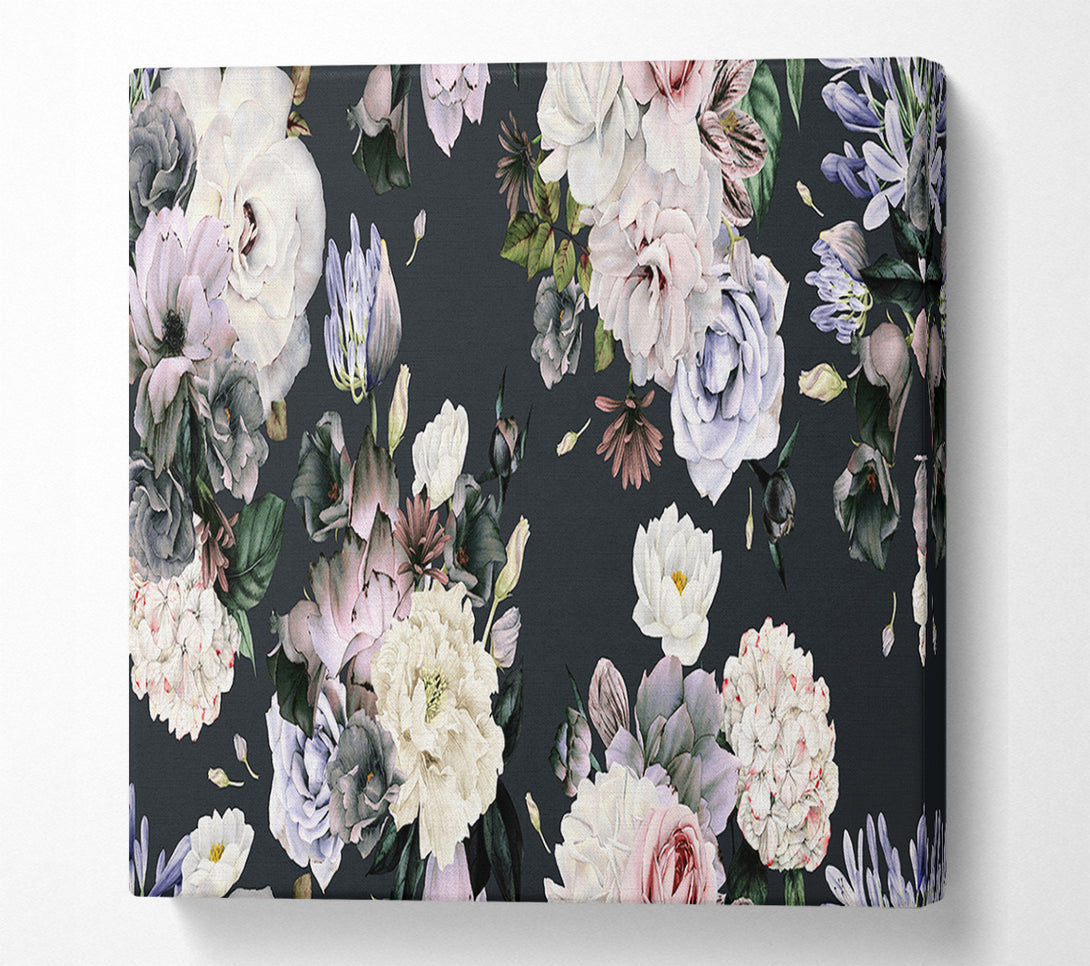  A Canvas Print of Flowers On Grey Canvas Wall Art