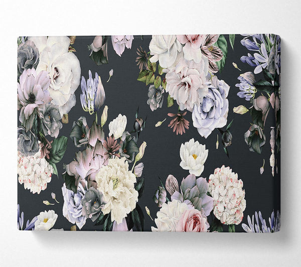  A Canvas Print of Flowers On Grey Canvas Wall Art