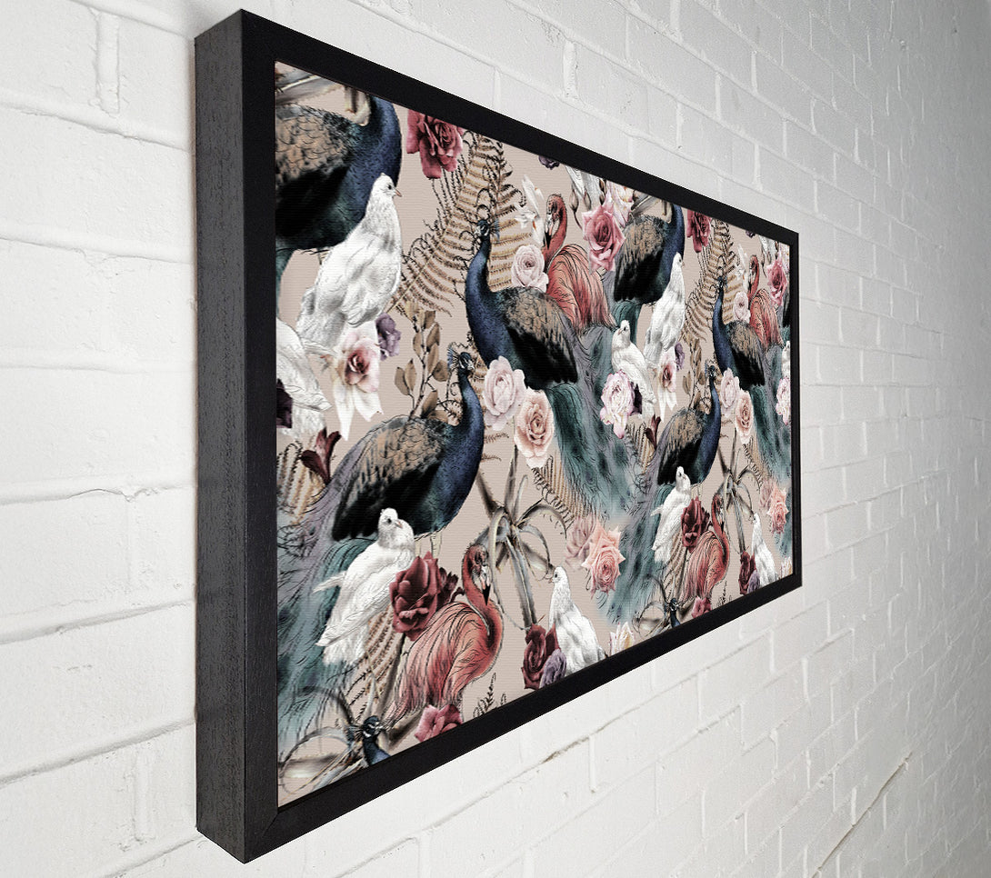  A Canvas Print of Peacock And Flower Serenity Canvas Print