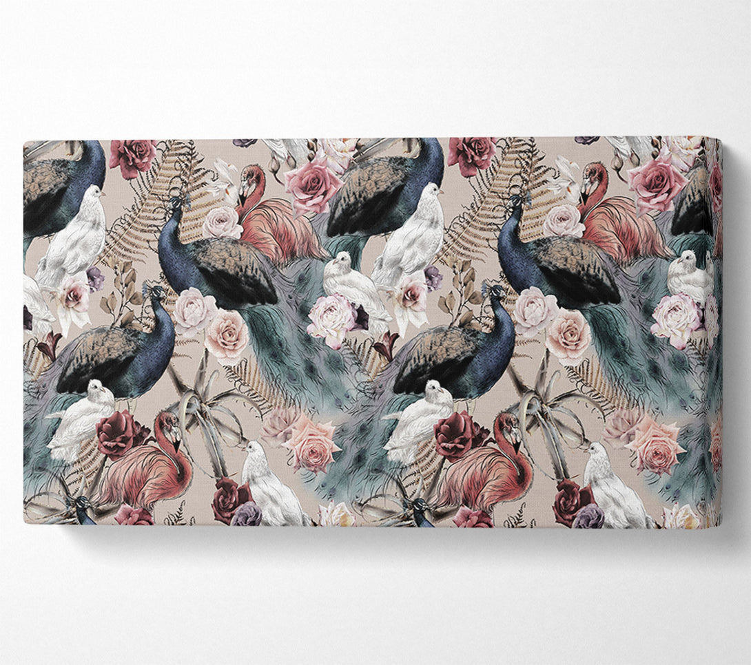 A Canvas Print of Peacock And Flower Serenity Canvas Print