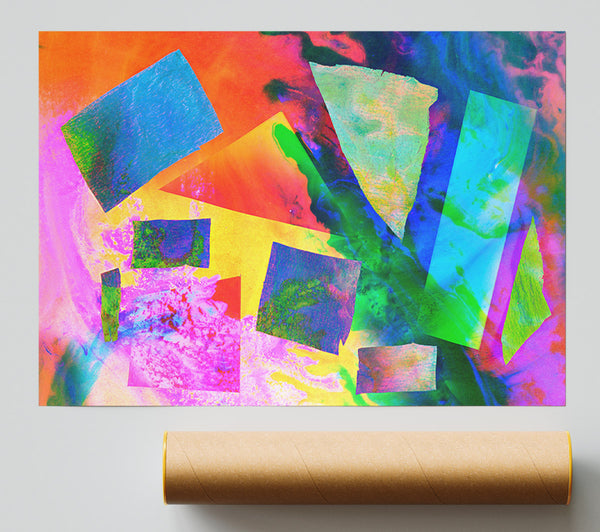 Neon Shapes In Paint Giclee Print