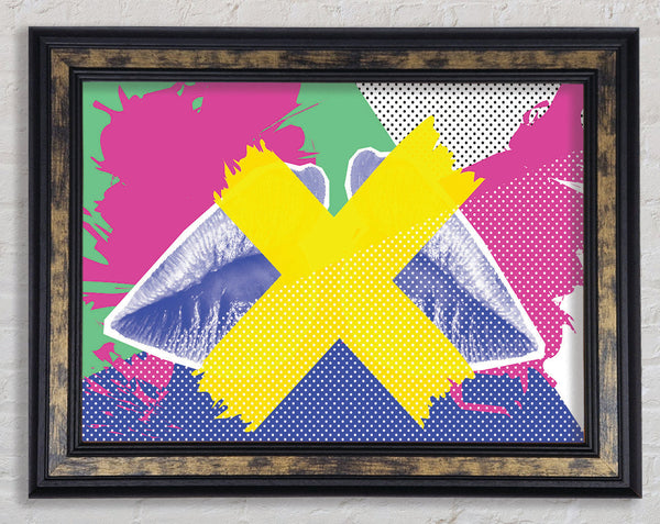 The Cross Lips Yellow Framed Print