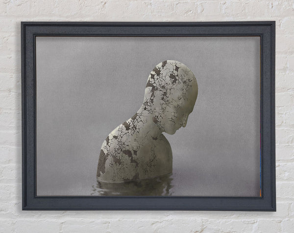 Eroded Statue In Water Framed Print